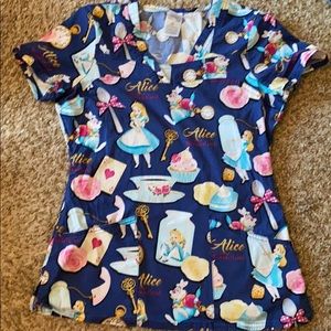 Alice in wonderland scrub top